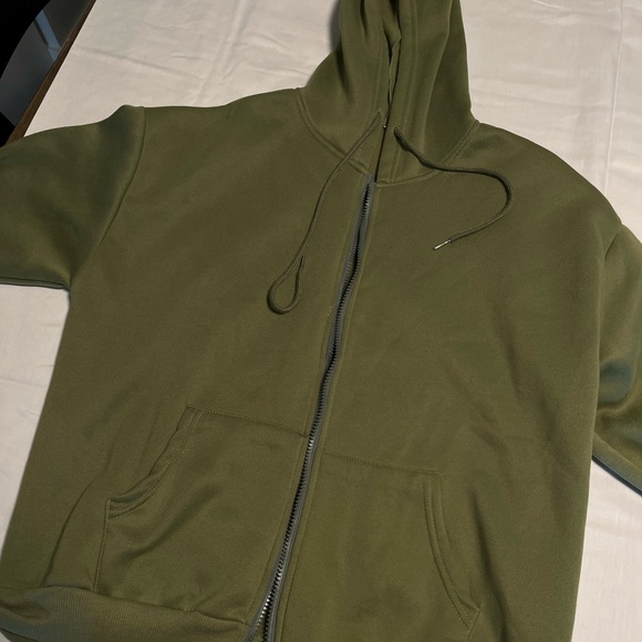 Olive Green Zip-Up Hoodie - Picture 1 of 2